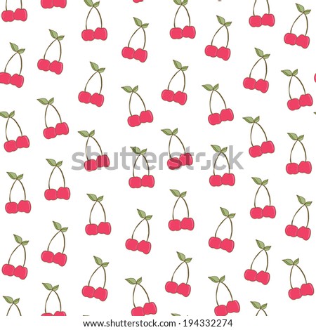 Seamless Cherry Background. Cute Cherries Background Pattern. Cherry Background Pattern. Cute Cherry Pattern