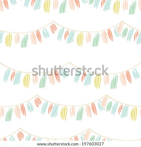 Repeating Party Garland Pattern. Seamless Tassel Background Pattern. Party Garland Background Pattern.