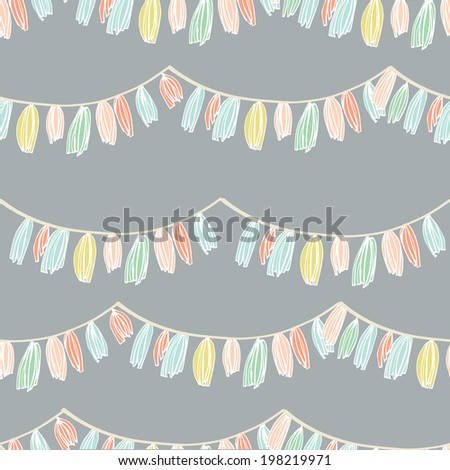 Repeating Party Garland Pattern. Seamless Tassle Background Pattern