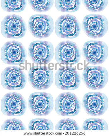Mandala Pattern. Watercolor Circle Background. Blue Watercolor Circle Background Pattern