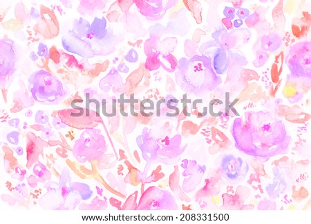 Abstract Watercolor Floral Background. Modern Watercolor Floral Pattern. Repeating Watercolor Background.