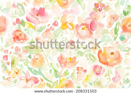 Abstract Watercolor Floral Background. Colorful Watercolor Floral Background. Seamless Watercolor Background.