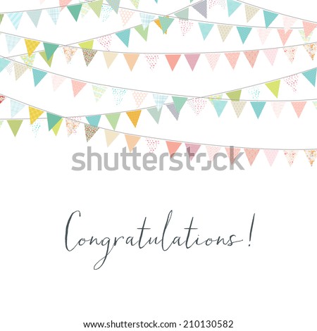 Congratulations Calligraphy With Bunting Flag Banners. Congratulations Background.