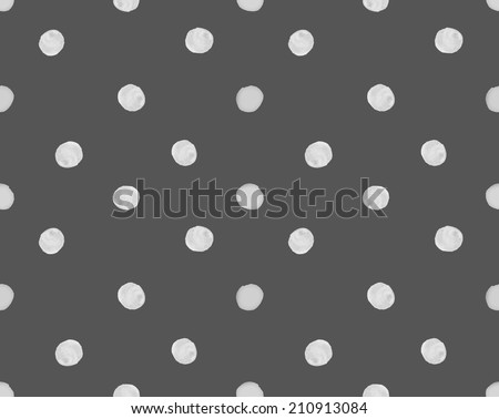 Repeating Black and White Painted Polka Dot Background. Hand Painted Polka Dot Background. Polka Dot Pattern.