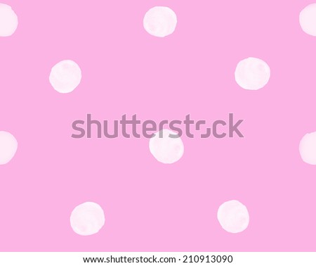 Repeating Painted Pink Polka Dot Background. Hand Painted Polka Dot Background. Polka Dot Pattern.