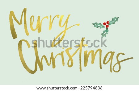 Gold Merry Christmas Text With Modern Calligraphy Merry Christmas Card