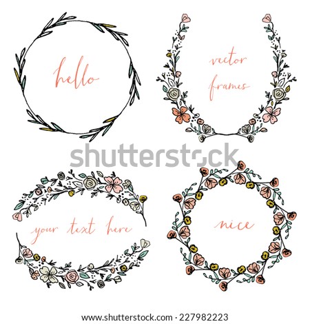 Vector Wreaths and Laurel Wreaths. Round Flower Vector Frames. Decorative Frames Vector.