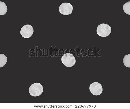 Watercolor Polka Dot Pattern. Seamless Polka Dot Background Pattern. Black and White Watercolor Circle Pattern