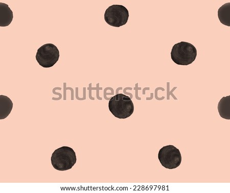 Pink and Black Watercolor Polka Dot Pattern. Seamless Polka Dot Background Pattern