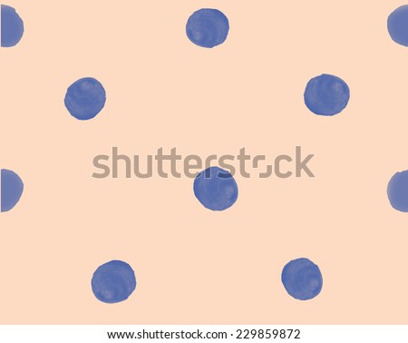 Blue ad Pink Watercolor Polka Dot Painted Dot Repeating Pattern. Seamless Polka Dot Pattern Repeating.