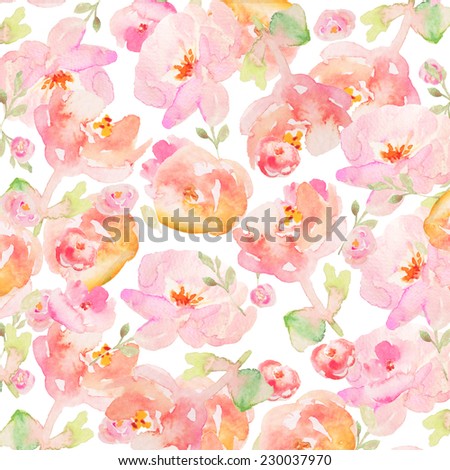 Tropical Watercolor Flower Background. Colorful Watercolour Flower Background. Hand Painted Watercolor Background