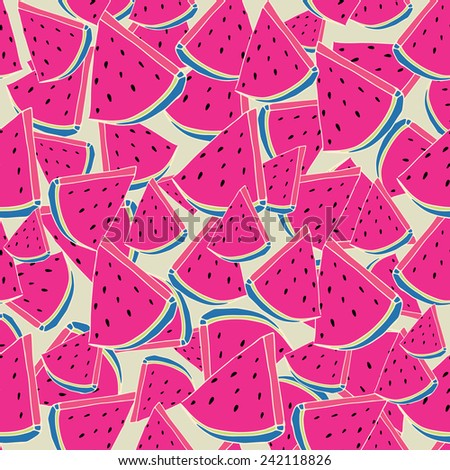 Repeating Watermelon Background Pattern. Watermelon Vector Background
