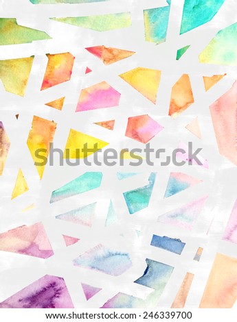 Watercolor Rainbow Background With Abstract Triangles and Angles