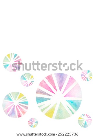 Rainbow Watercolor Circles Background. Hand Painted Watercolor Dots With Triangular Shapes