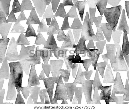 Black and White Watercolor Triangles Background. Painted Triangles Abstract Background