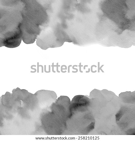 Black Watercolor Paint Background. Wet Watercolor Puddle of Paint. Black and Gray