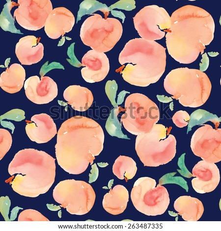 Watercolor Peaches Pattern Background. Peaches Background Pattern
