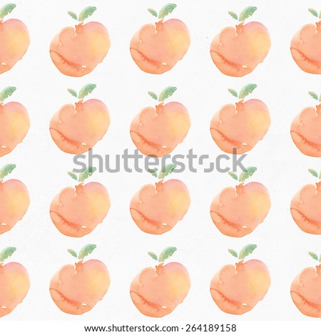 Watercolor Peaches Pattern Background. Cute Fruit Pattern