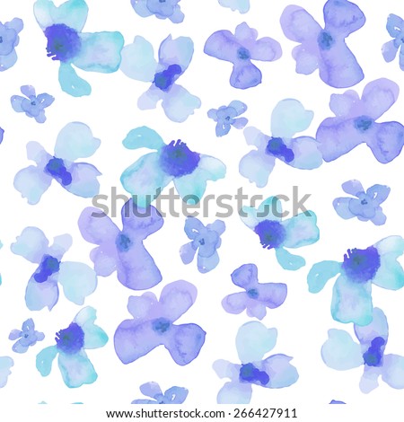 Watercolor Flowers Repeating Background Pattern