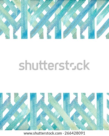 Teal Watercolor Border Abstract Geometric Border. Teal Blue Watercolor Lines Background