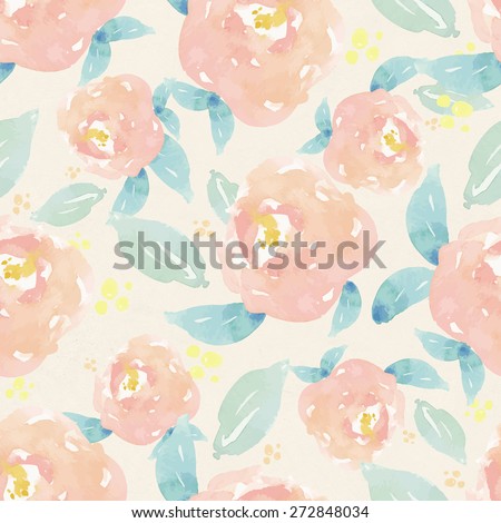 Shabby Chic Peony Pattern. Watercolor Flower Pattern. Pastel Floral Pattern