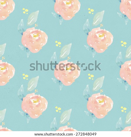 Shabby Chic Repeating Watercolor Flower Pattern. Watercolour Flower Background Pattern.