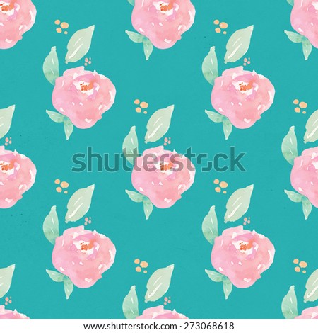 Shabby Chic Flower Pattern. Pink Rose Background Pattern. Repeating Floral Background Pattern