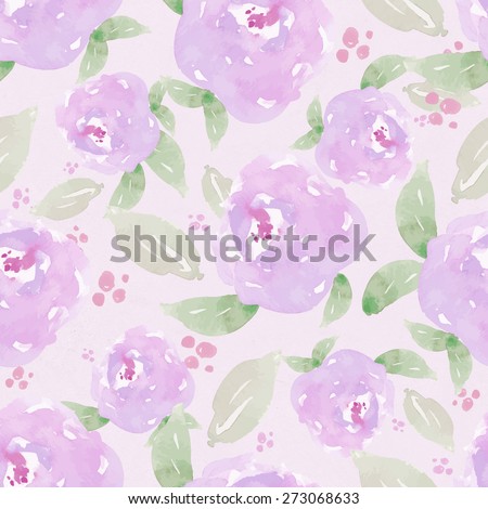Purple Watercolor Floral Pattern. Watercolour Flower Pattern. Repeating Watercolor Flower Background Pattern