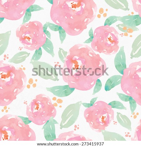Repeating Watercolor Flower Background Pattern. Watercolour Flower Pattern
