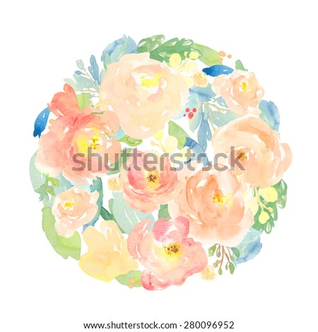 Watercolor Flower Circle Design