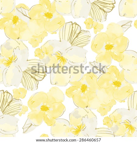 Modern Floral Watercolor Pattern Background. Modern Floral Background. Watercolor Floral Background