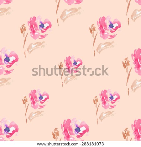 Vintage Floral Pattern. Shabby Chic Watercolor Flower Pattern