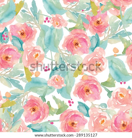 Tropical Watercolor Floral Pattern. Modern Watercolor Flower Pattern Background. Watercolor Pattern.