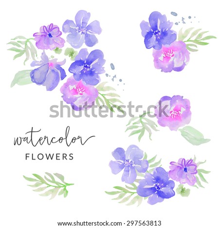 Watercolor Flower Elements