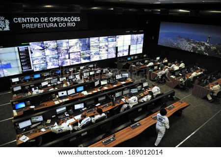 Rio de Janeiro, RJ, Brazil-December 6, 2012: Operation Center, monitoring citywide safety, security and respond to events and incidents based on inputs received across agencies
