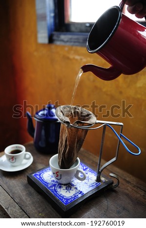 hand drip coffee in traditional way