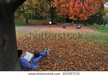 Brooklyn, New York, USA - October. 27. 2012 : Autumn scene at Prospect Park, Brooklyn, New York