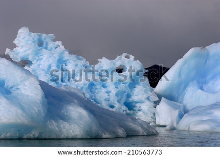 Iceberg floating on lake, Upsala Glacier at Argentino Lake, Los Glaciares National Park, Patagonia, Argentina