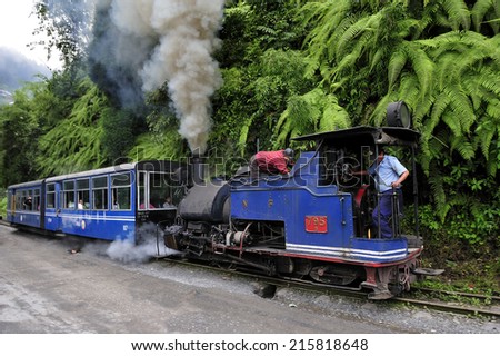 DARJEELING, INDIA, - July. 8. 2012: Darjeeling Himalayan Railway or Toy Trainon, famous tourist attraction, it has been UNESCO World Heritage Site since 1999