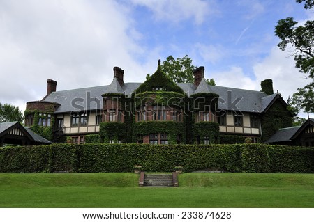 Berkshires, MA, USA -August. 17. 2011: Blantyre, former gilded age mansion, now luxurious hotel in Lenox, state of Massachusetts, USA