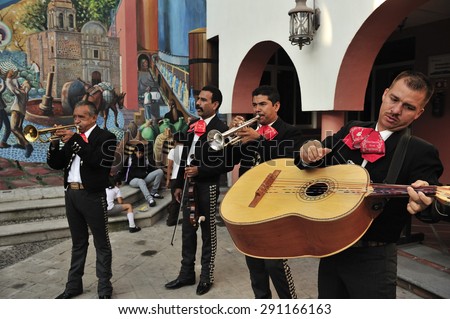 Tequila, Jalisco, Mexico  October.10. 2013: Mariachi, folk music musician , cultural icon of Mexico, town of Tequila, Jalisco, Mexico