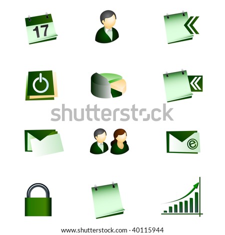 Business Office Internet Icons #1 - Green Theme - Vector set with no transparency