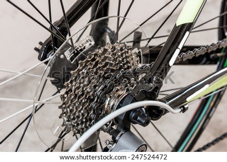bicycle gears mechanism on the rear wheel