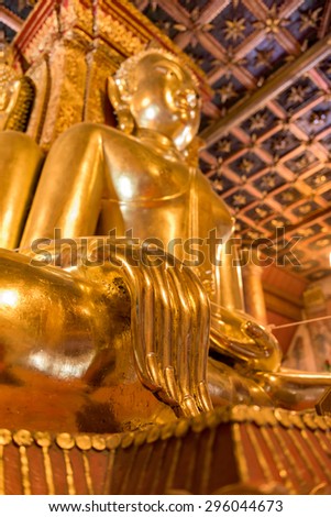 Buddha Image of Wat Phu Mintr, Nan province, Thailand : In Thailand Buddha image are public domain, no artist name or any copy right appear on the image