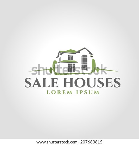 abstract two-storey house with a roof design concept for real estate agencies vector logo design template