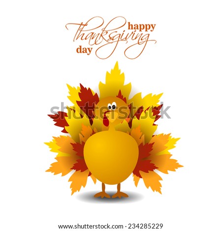 vector abstract elements on autumn holiday Thanksgiving, turkey, turkey yellow leaves