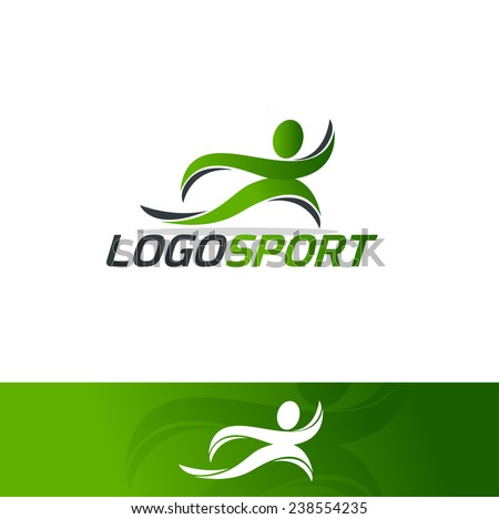 abstract man design concept Academy, sports club, running club and fitness vector logo design template