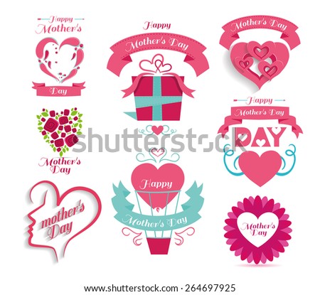 Vintage vector icons logo labels for the holiday Mother\'s Day, graphics for t-shirts, design sales