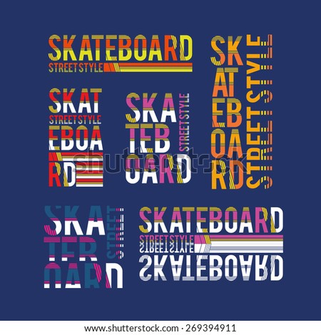 vector set illustration skateboard freestyle street style legendary rider, graphics for t-shirt ,vintage design logo, label, badge