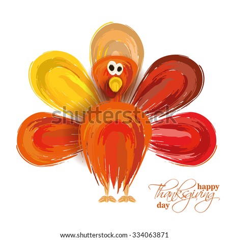 vector abstract elements on autumn holiday Thanksgiving, turkey, turkey yellow leaves, \
graphic design illustration on the feast day of Thanksgiving, in the style of a watercolor painting hand-drawn